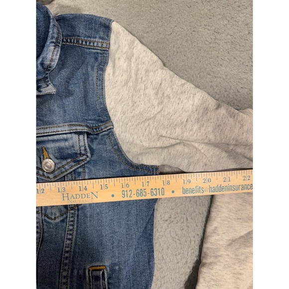 Levi's Jacket medium Blue Grey Hybrid Trucker Thumb Holes Casual - Picture 9 of 10